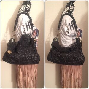 Donald J. Pliner Black Leather Shoulder Bag